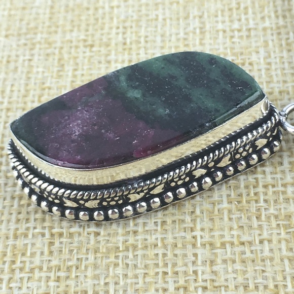 Ruby in Zoisite Stone Pendant Necklace - Picture 6 of 9